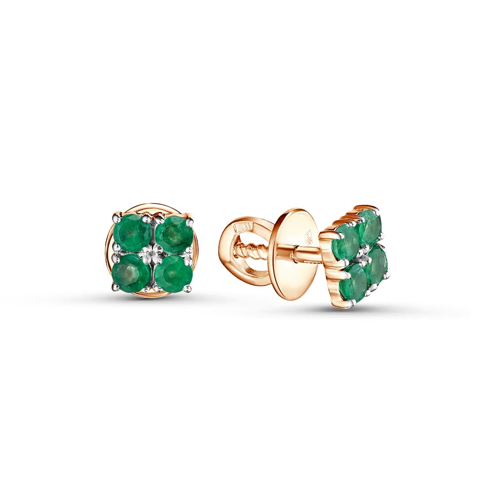 Серьги из золота 585 с изумрудами