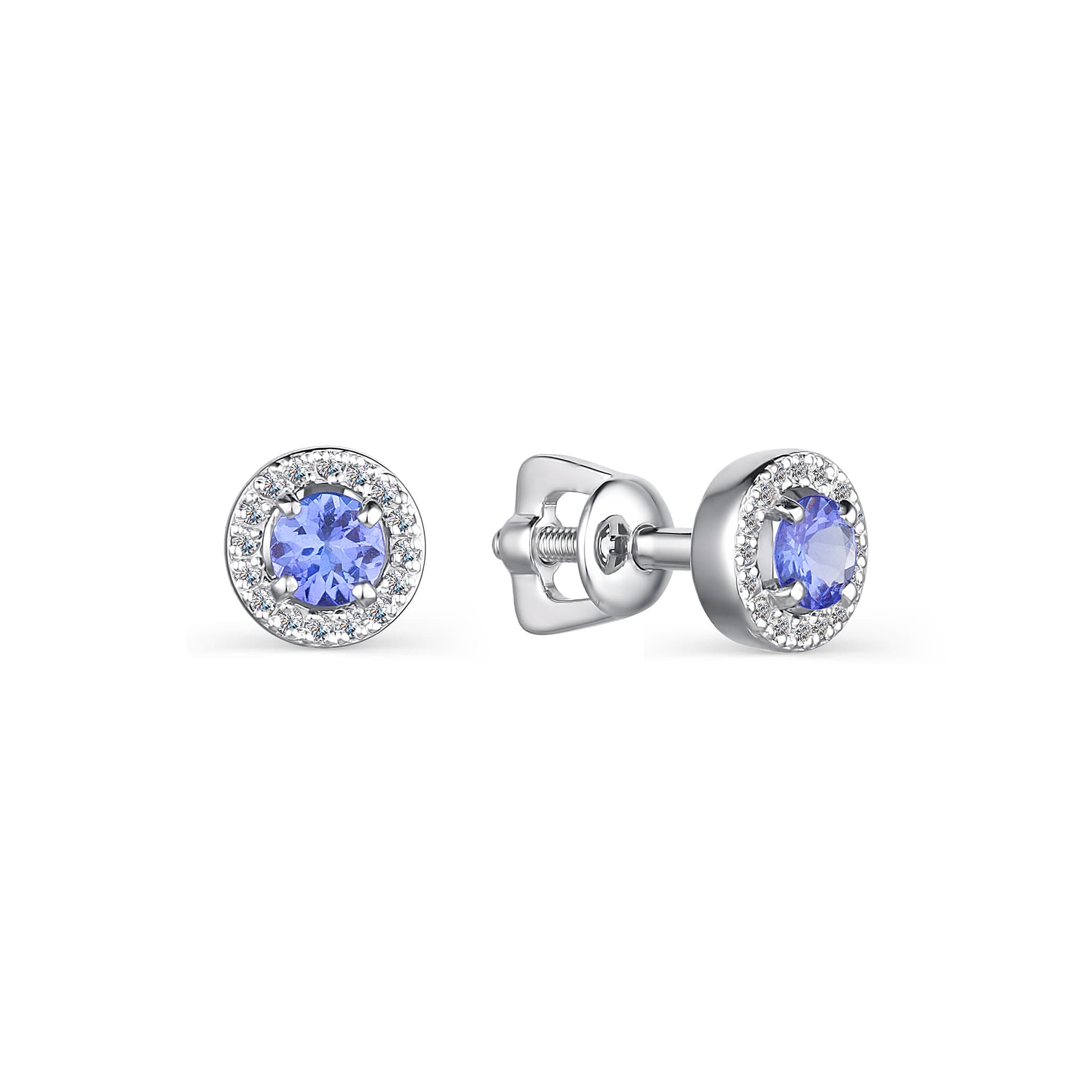 Серьги из золота 585 с танзанитами