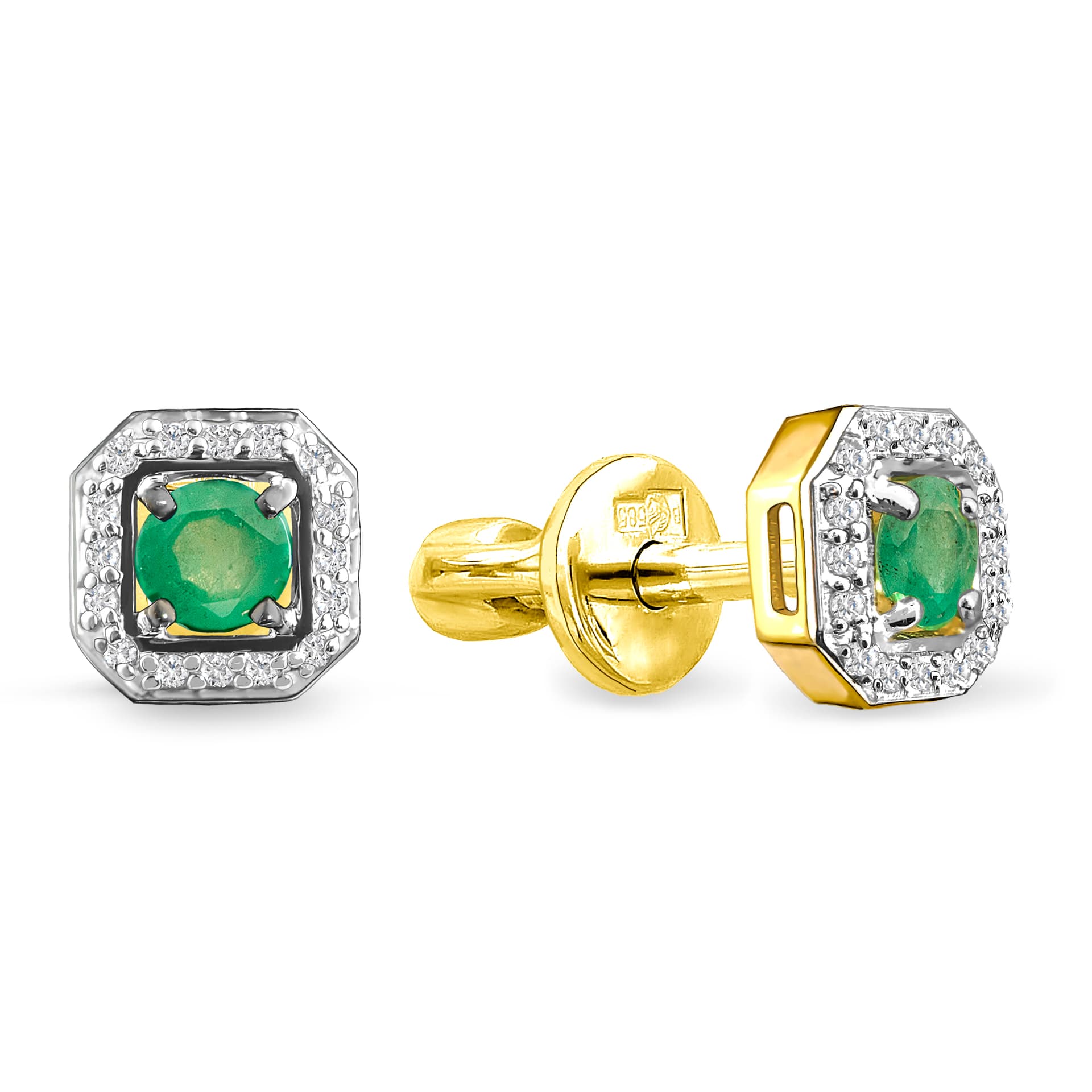Серьги из золота 585 с  изумрудом