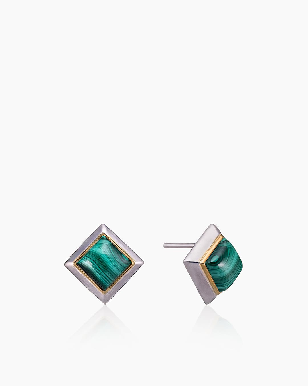 Серьги из серебра 925 с  малахитом
