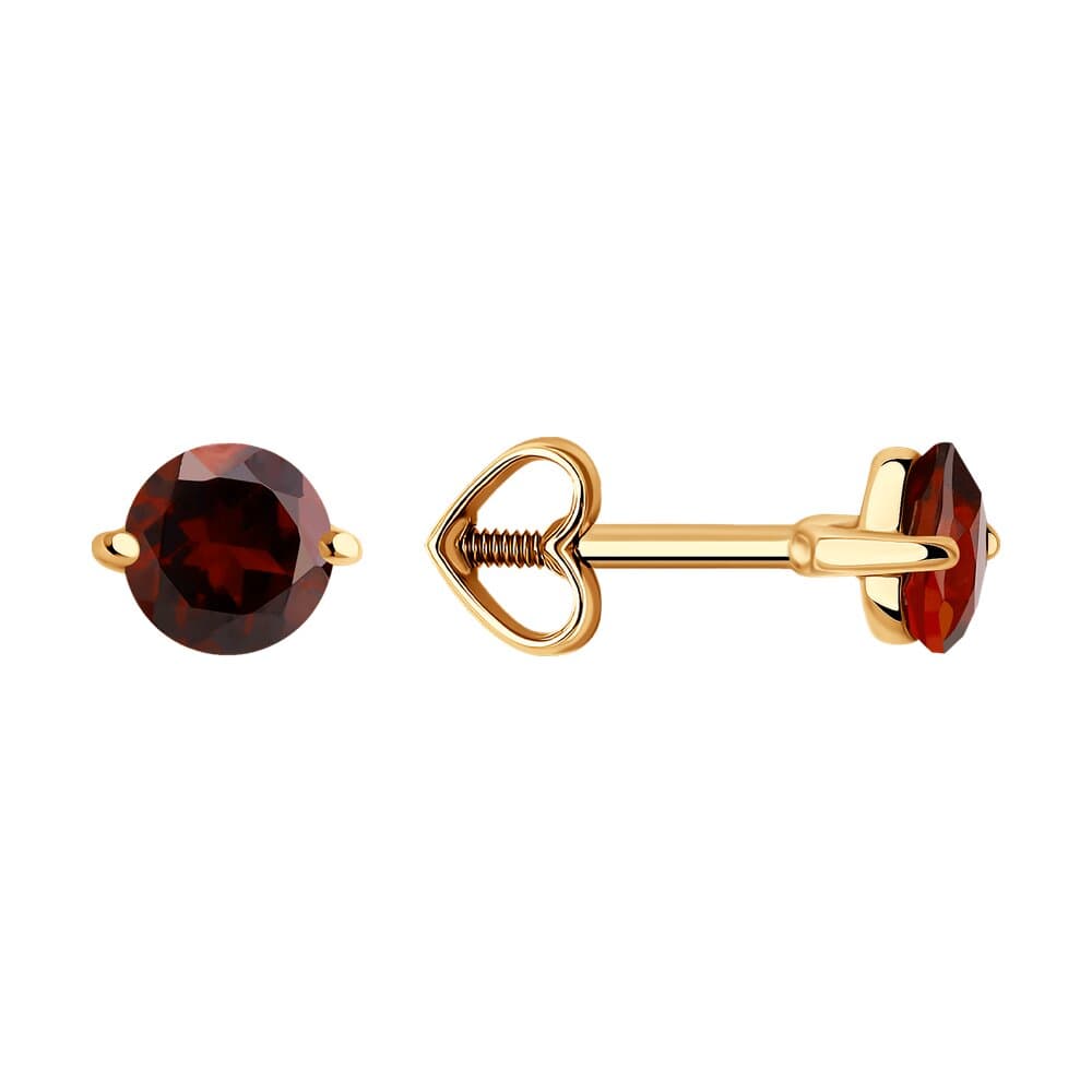 Серьги из золота 585 с гранатами