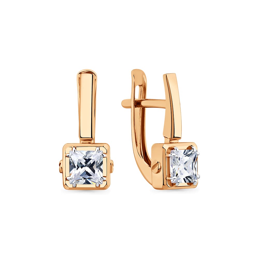 Серьги из золота 585 с  фианит