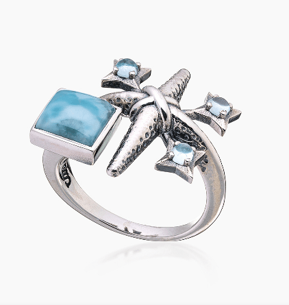 Кольцо из серебра 925 с  ларимар