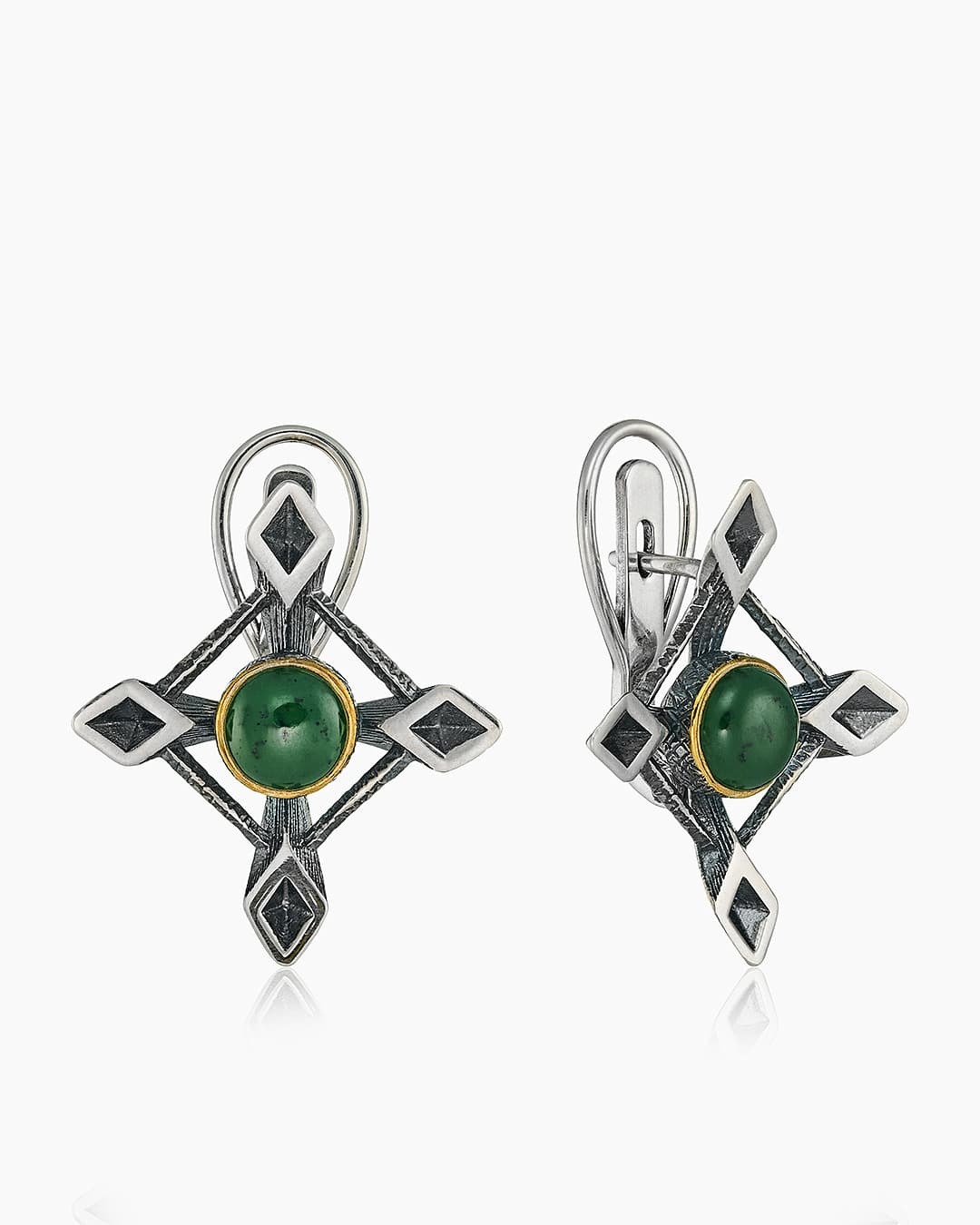 Серьги из серебра 925 с нефритами