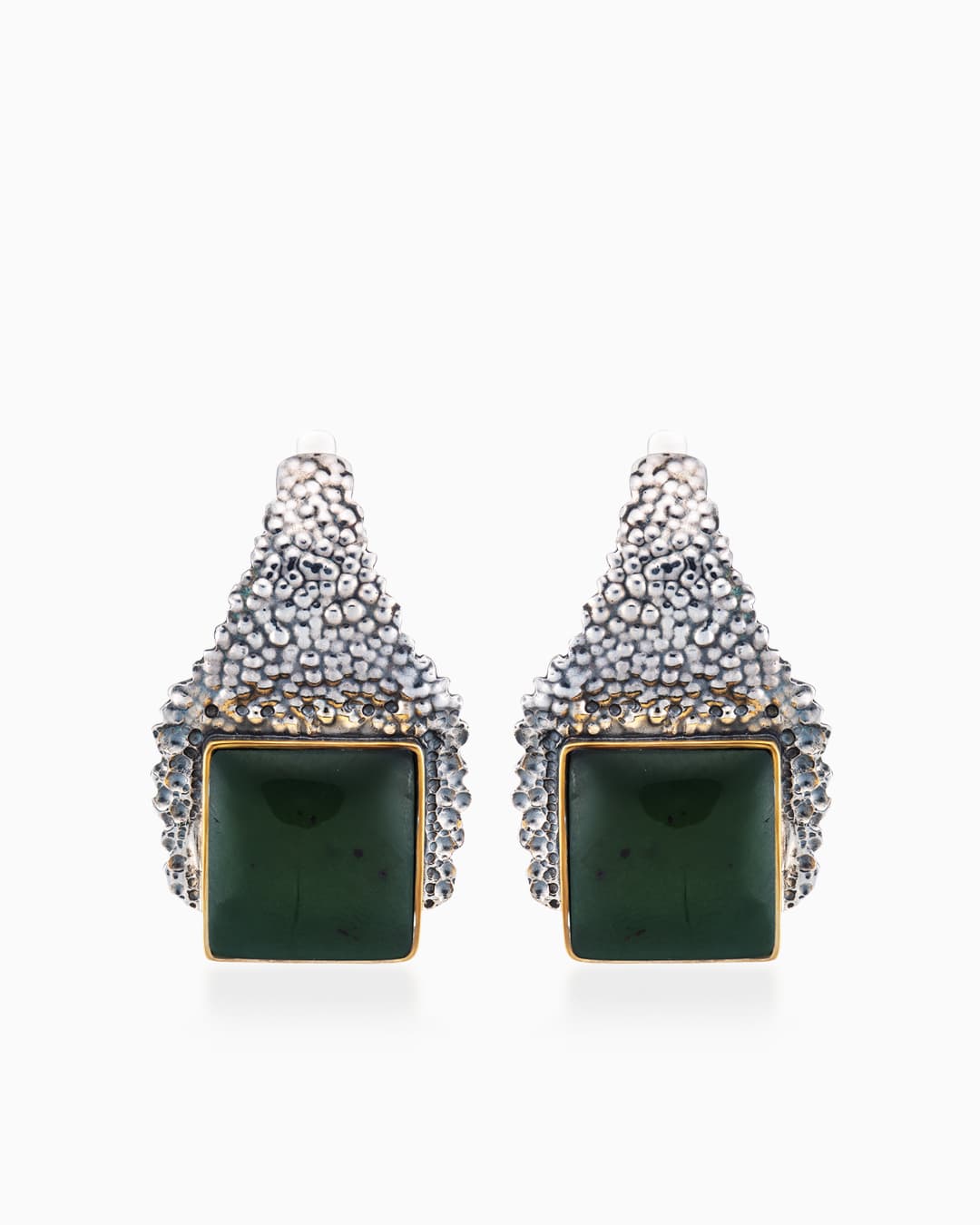 Серьги из серебра 925 с нефритами