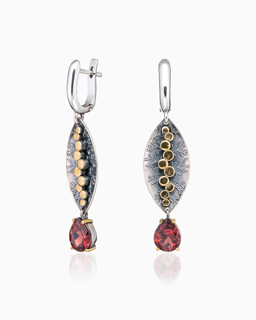 Серьги из серебра 925 с гранатами