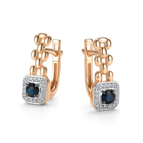 Серьги из золота 585 с сапфирами