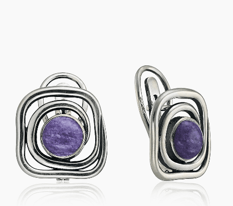 Серьги из серебра 925 с чароит