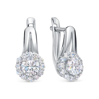 Серьги из серебра 925 с фианитами