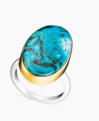 Кольцо из серебра 925 с хризоколла