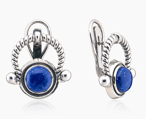 Серьги из серебра 925 с лазуритом