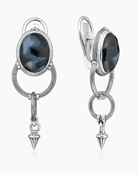 Серьги из серебра 925 с петерсит