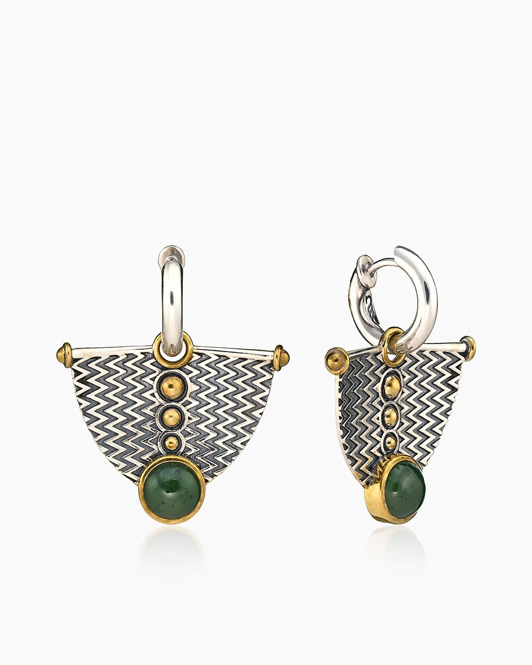 Серьги из серебра 925 с нефритом