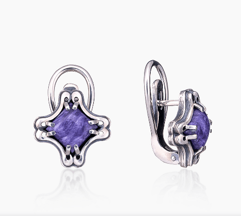 Серьги из серебра 925 с чароит