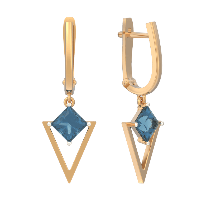 Серьги из золота 585 с топазом