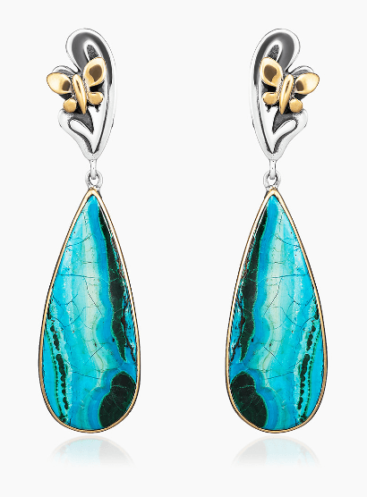 Серьги из серебра 925 с хризоколла